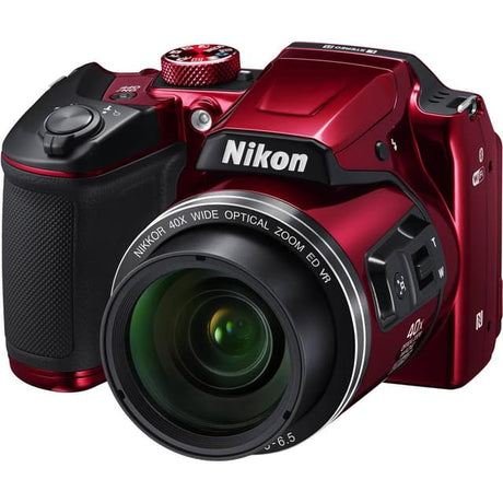 Bridge Coolpix B500 Camera - Red + Nikon Nikkor 40X Wide Optical Zoom ED VR 22.5–900mm f/3–6.5 f/3–6.5 