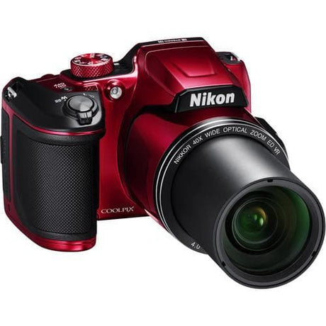 Bridge Coolpix B500 Camera - Red + Nikon Nikkor 40X Wide Optical Zoom ED VR 22.5–900mm f/3–6.5 f/3–6.5 