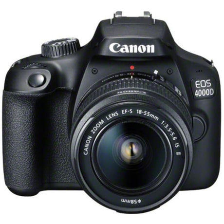 EOS 4000D SLR - Black + Canon Zoom Lens EF-S 18-55mm f/3.5-5.6 IS II f/3.5-5.6 
