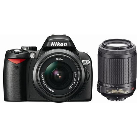 D60 SLR - Black + Nikon AF-S DX Nikkor 18-55mm f/3.5-5.6G VR + AF-S DX Nikkor 55-200mm f/4-5.6G VR f/3.5-5.6 + f/4-5.6 