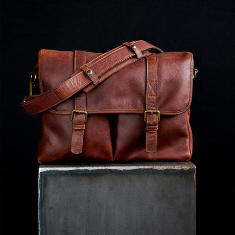 Roma Cognac Leather Camera Bag