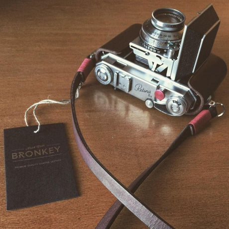 Tokyo #102 - Brown & Red leather camera strap