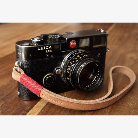 Tokyo #203 - Tanned & Red leather camera strap